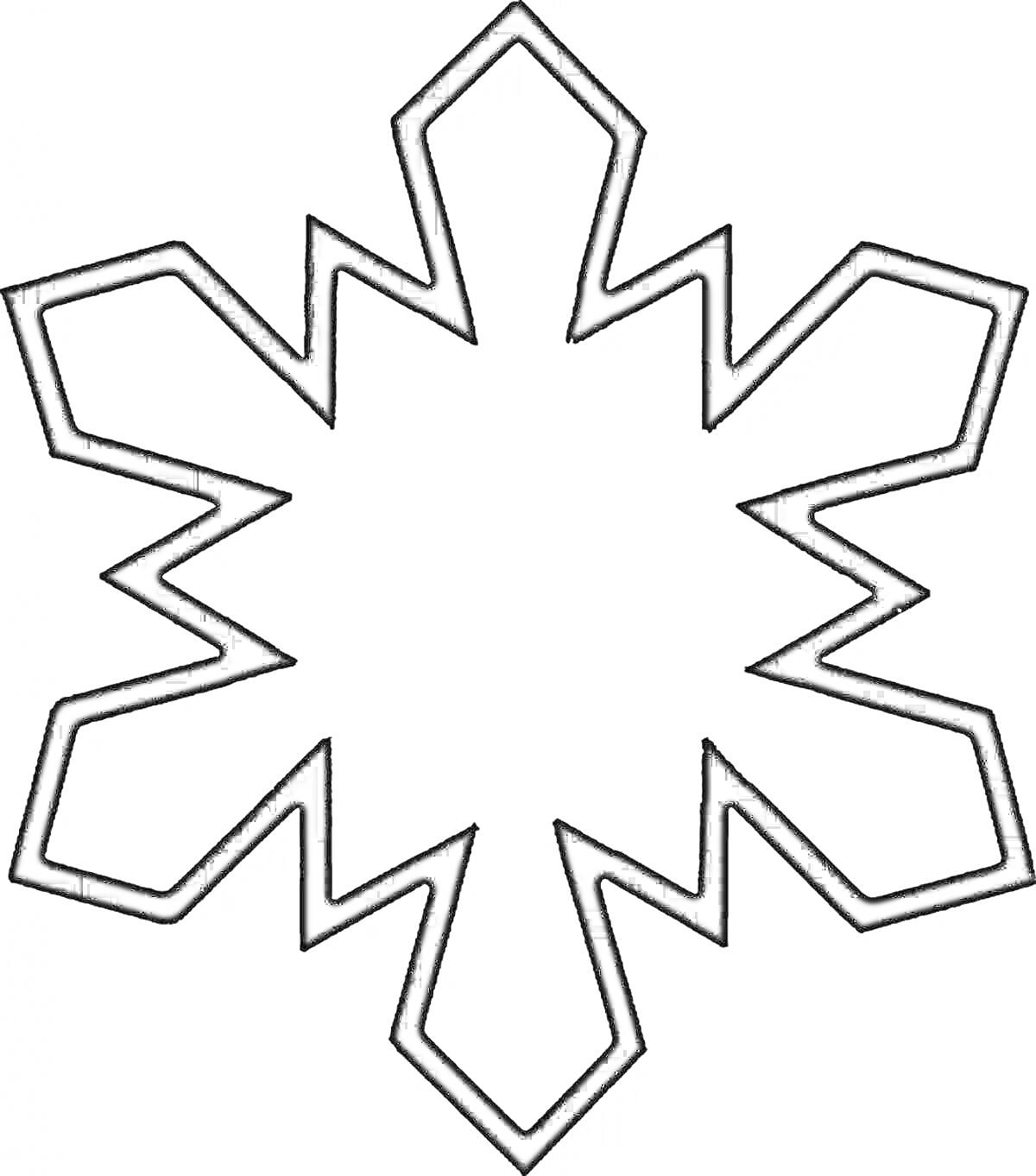 Раскраска Снежинка с шестиугольными лучами