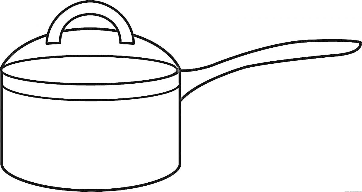 На раскраске изображено: Крышка, Ручка, Кухонная утварь, Приготовление пищи, Кухня, Посуда, Для детей, Кастрюли