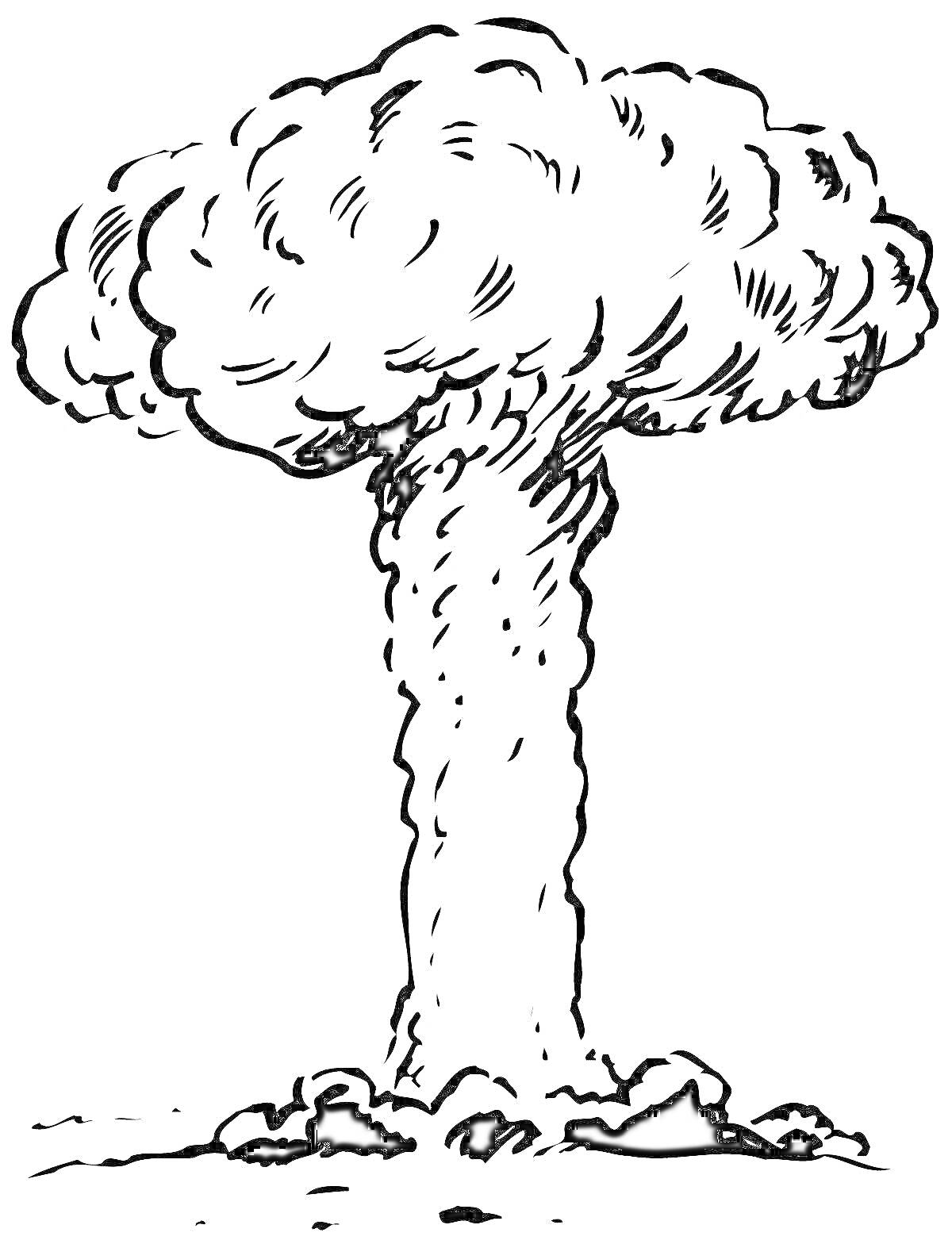 На раскраске изображено: Ядерный взрыв, Взрыв, Радиация