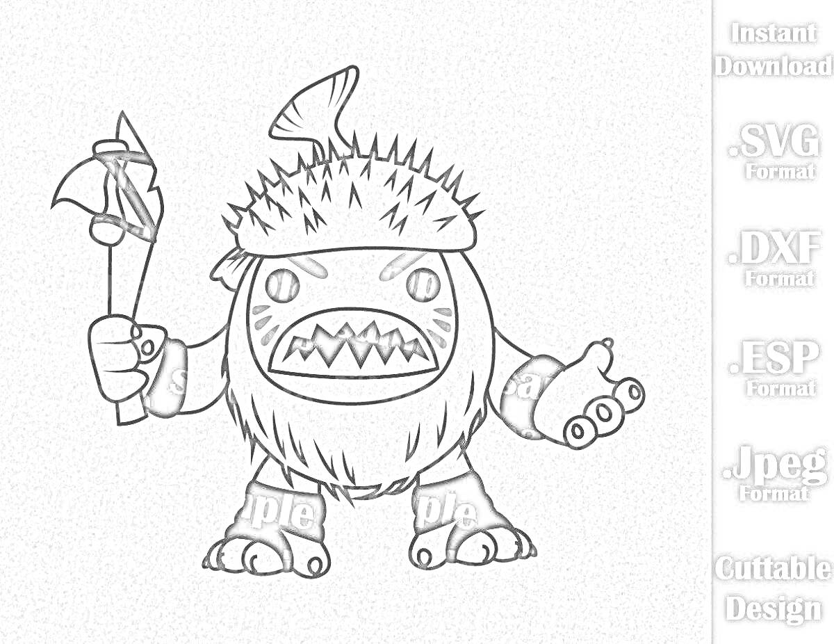 Раскраска Раскраска персонажа из Моана с топором