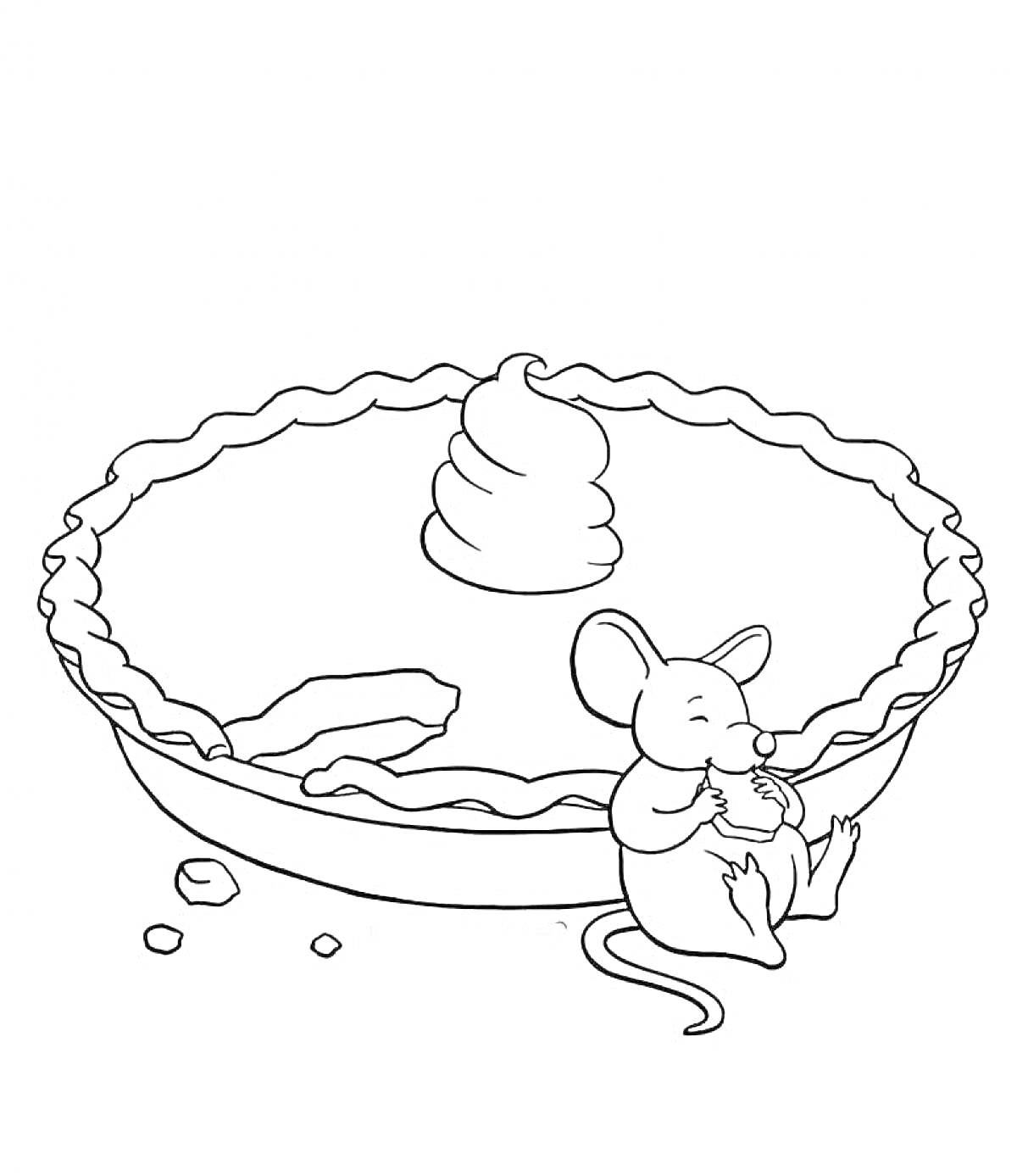 На раскраске изображено: Пирог, Крем, Еда