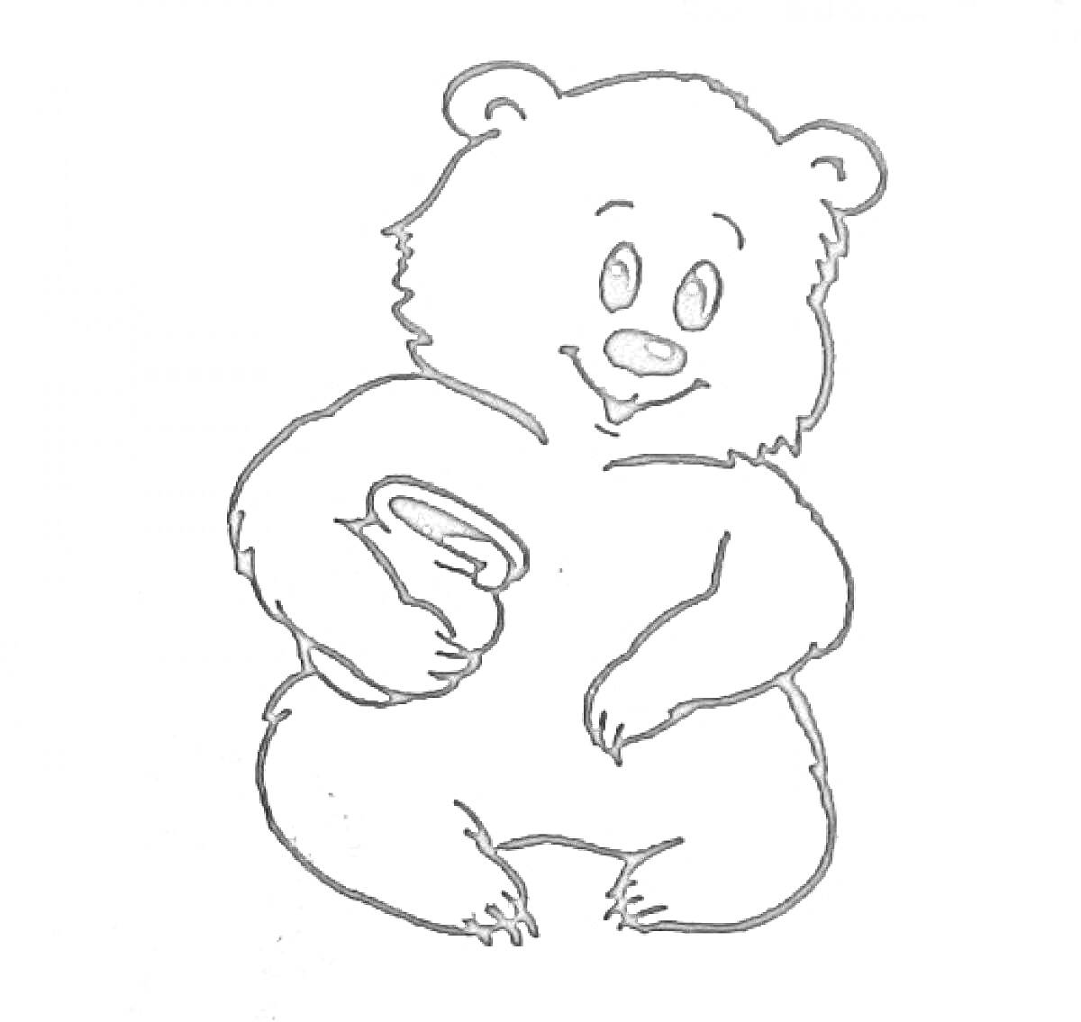 Раскраска Медвежонок с горшком