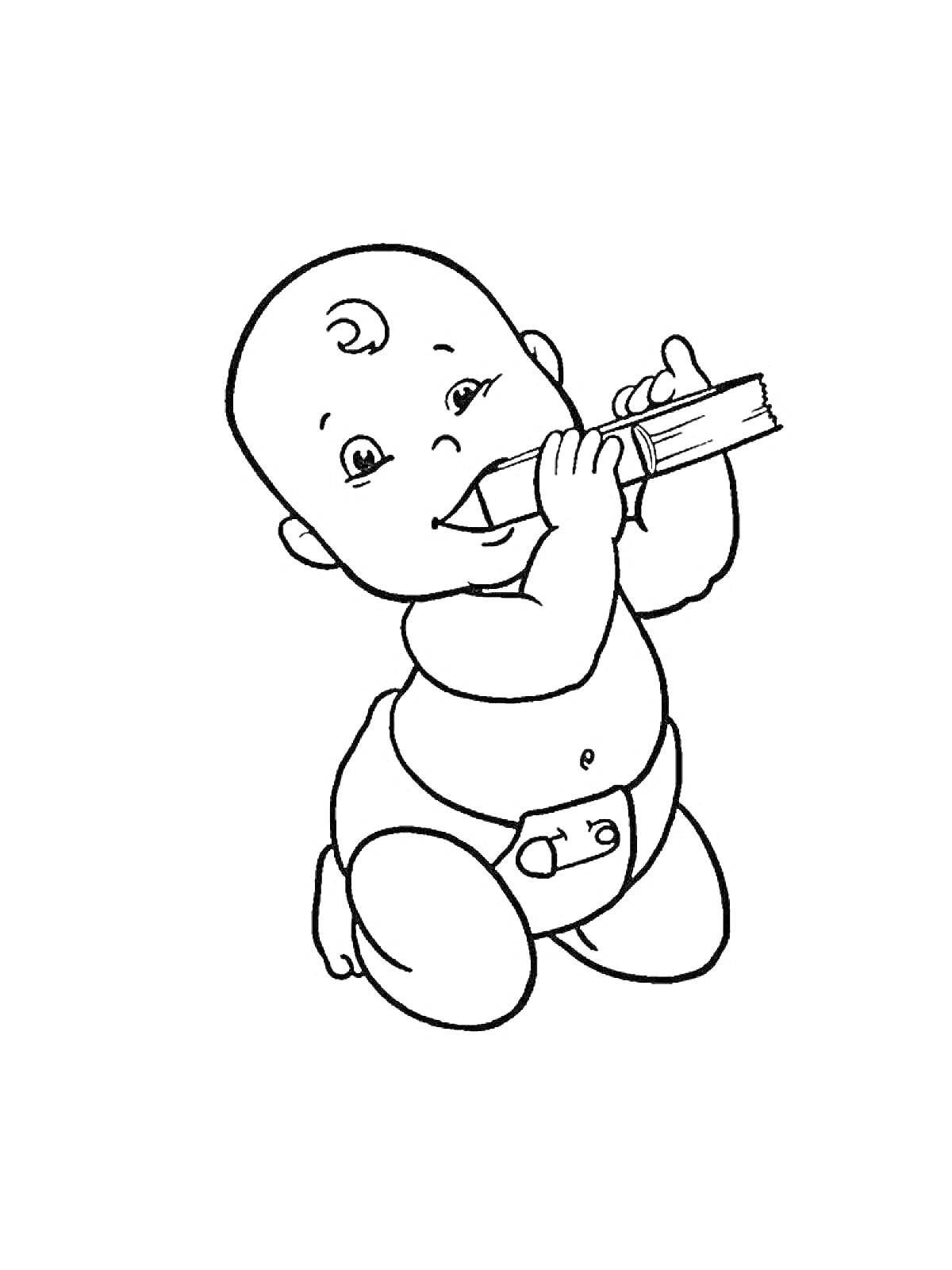 На раскраске изображено: Младенец, Ребёнок, Соска, Игрушки, Контурные рисунки, Маленькие