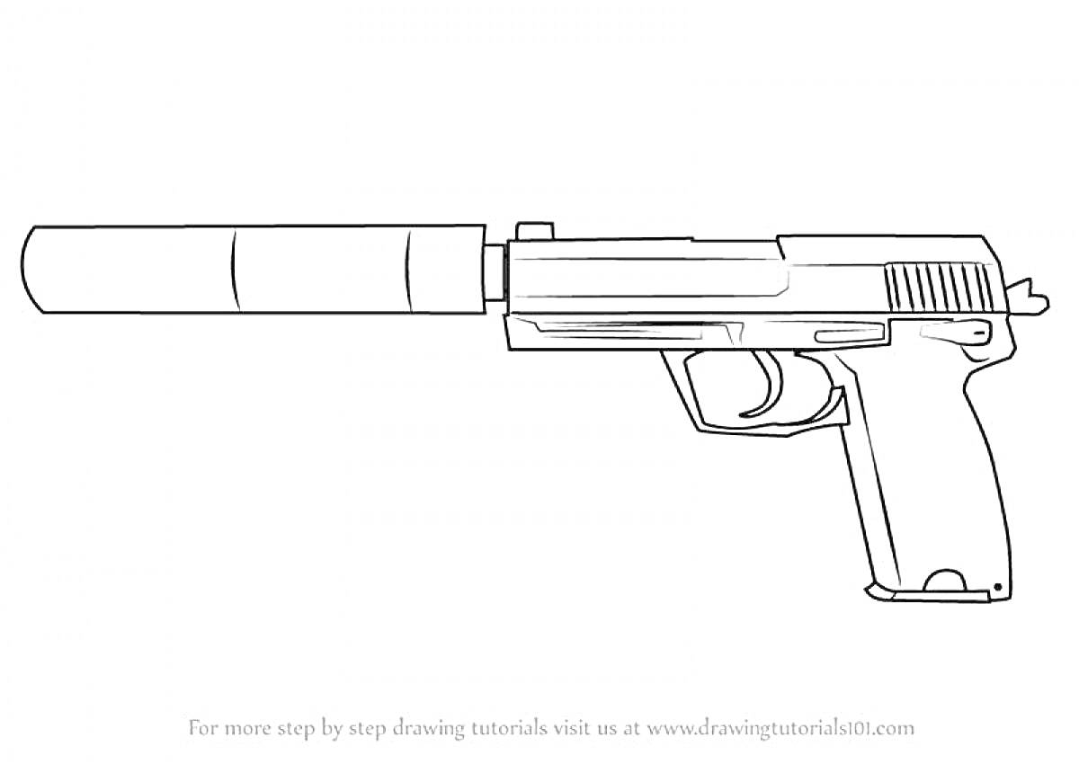 Раскраска Пистолет с глушителем, стандофф 2 скин