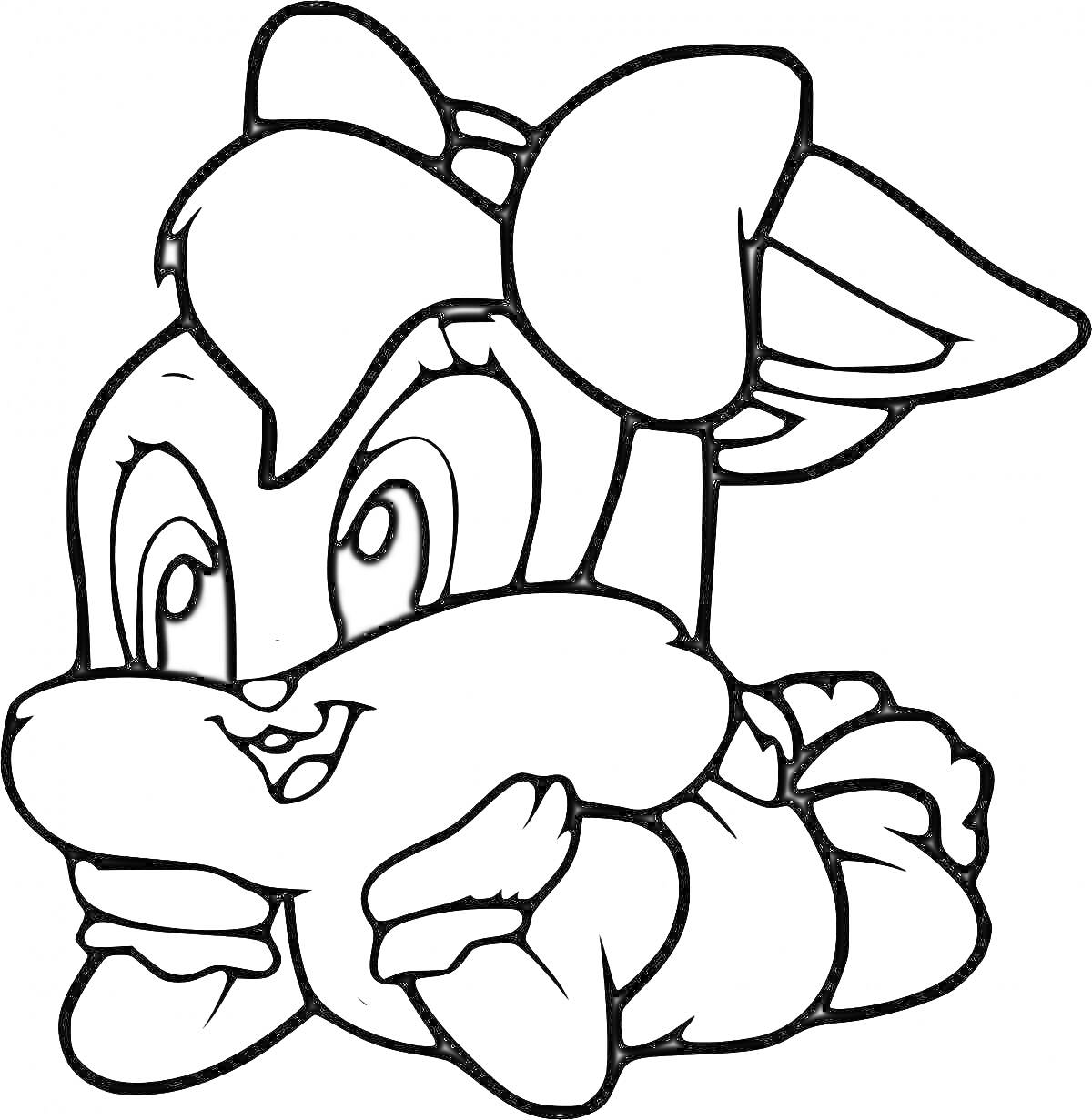 На раскраске изображено: Детский персонаж, Кролик