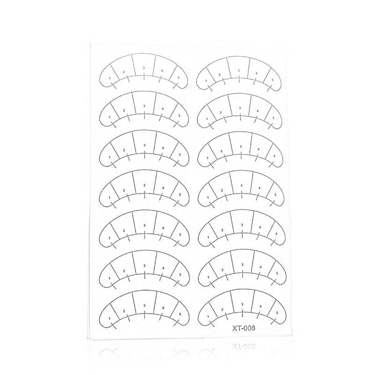 Лист с наклейками-патчами для наращивания ресниц в форме полукруга с маркировкой XT-008