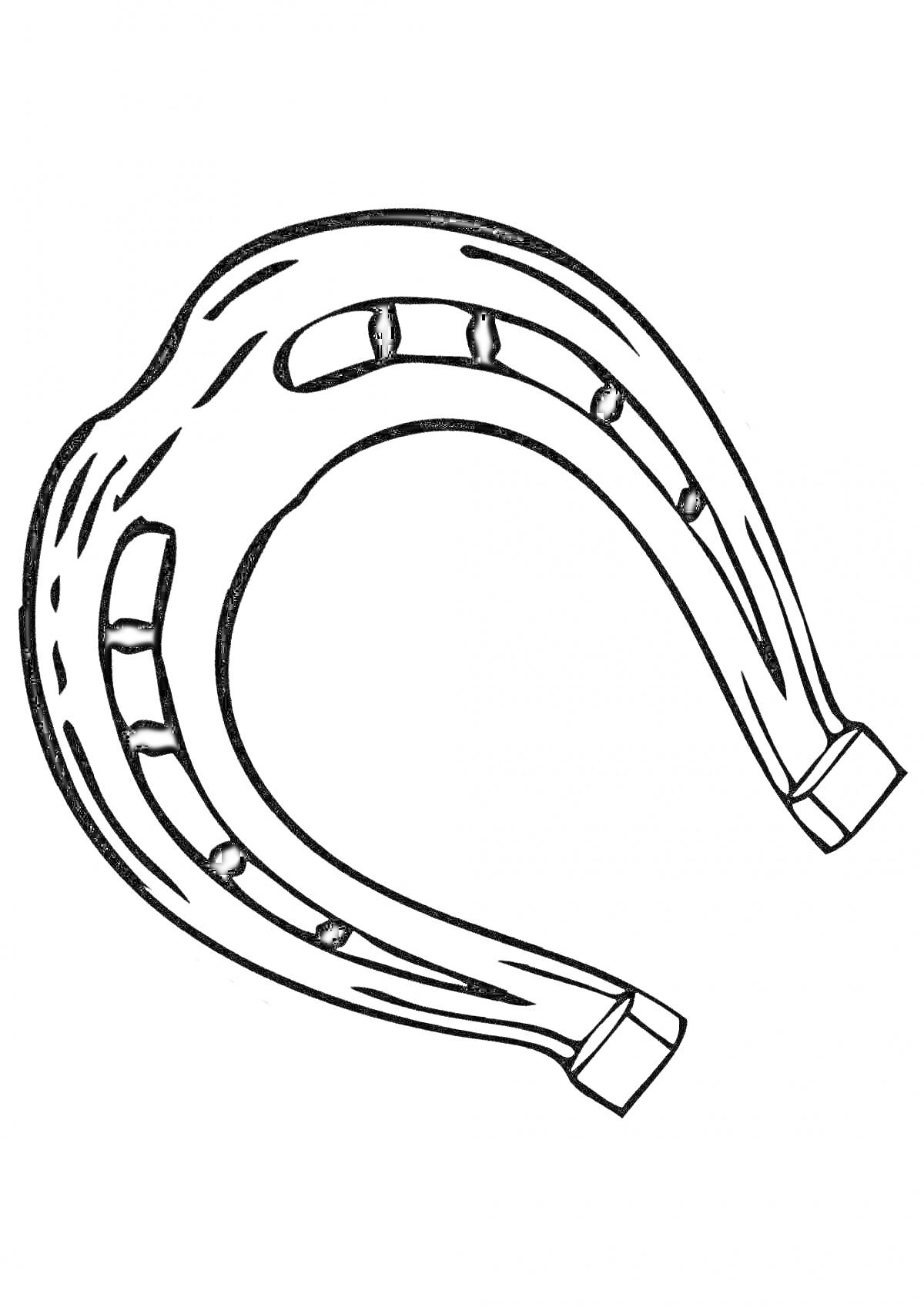 На раскраске изображено: Подкова, Отверстия