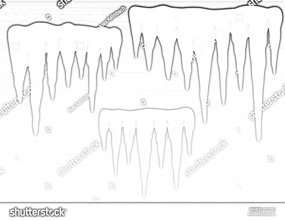 Раскраска Сосульки на сером фоне