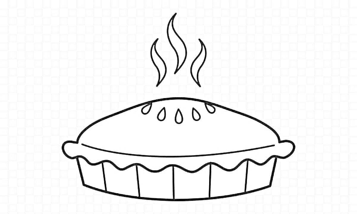 Раскраска Пирог с паром, испечённый в форме
