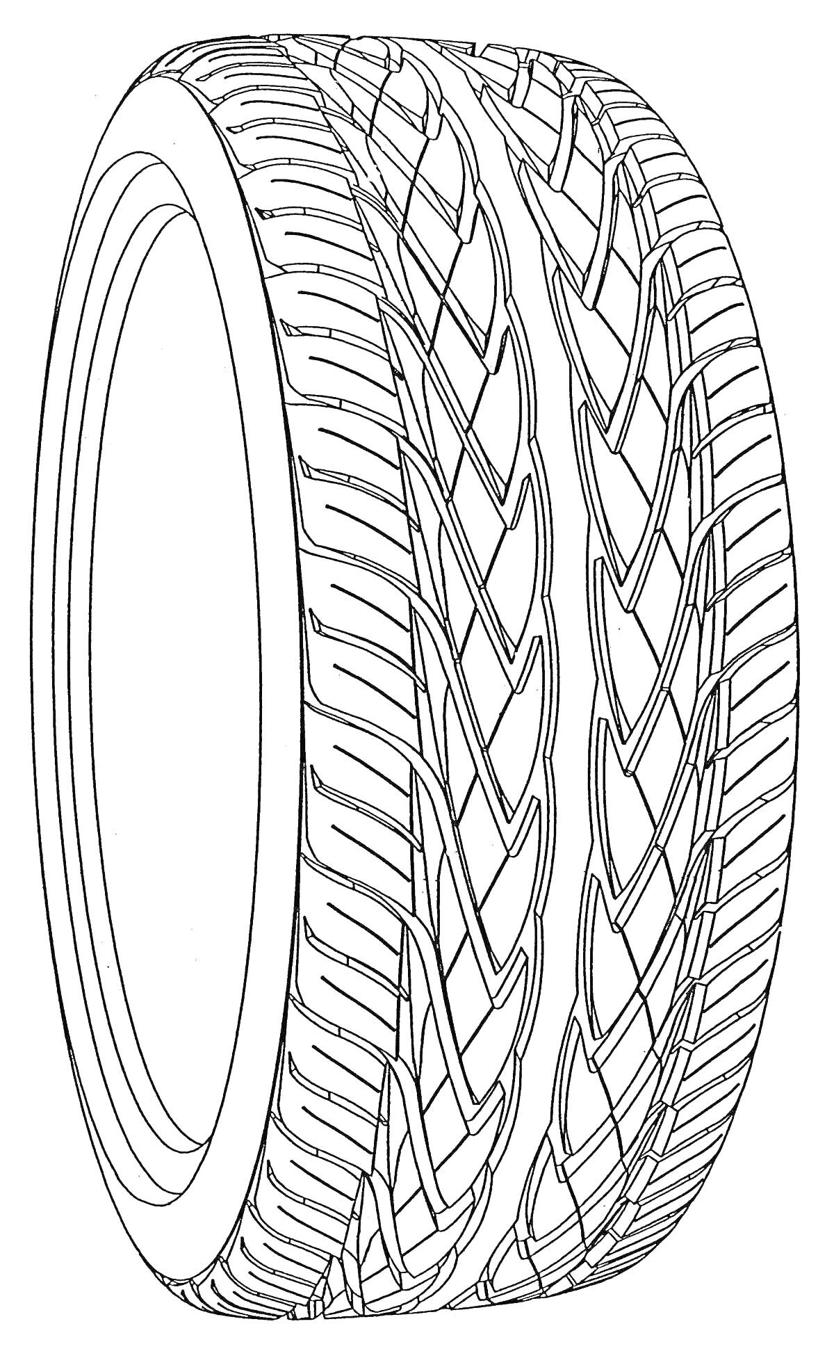 Раскраска Шина с направленным рисунком протектора