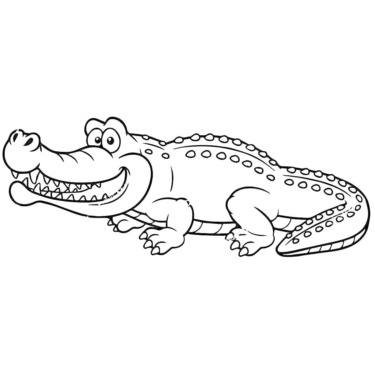 На раскраске изображено: Крокодил, Животные, Для детей