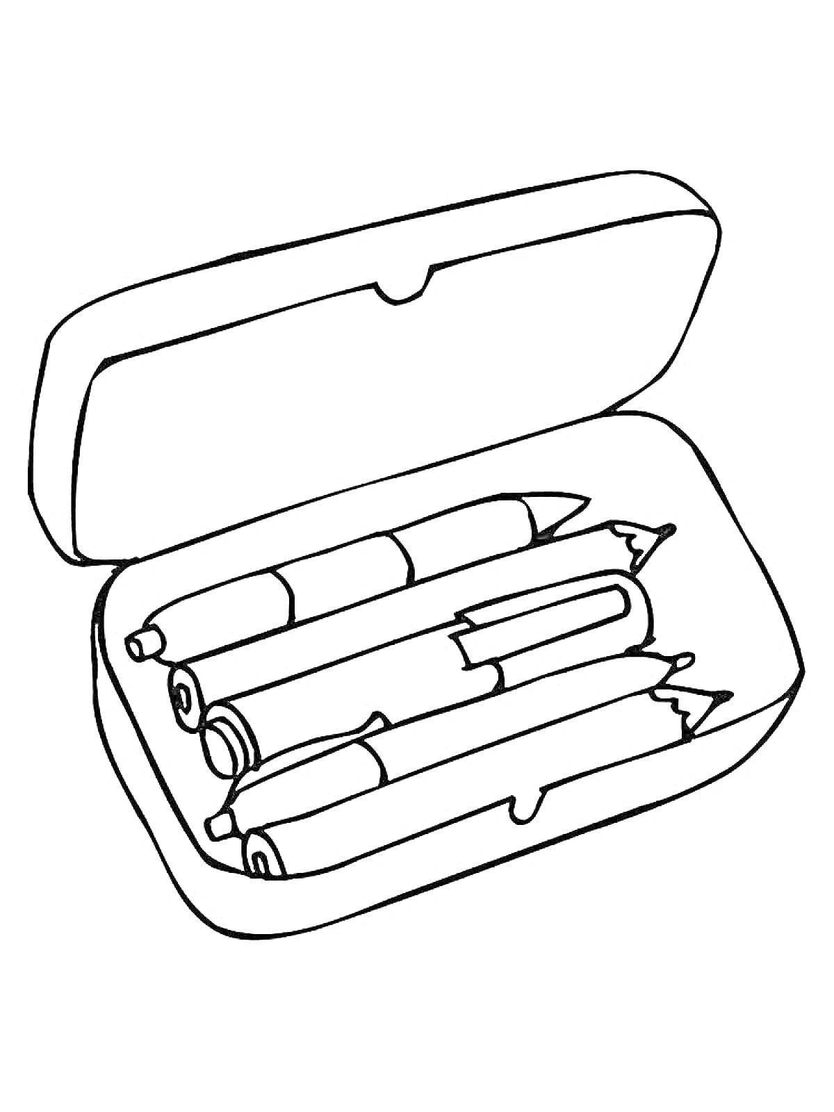 Раскраска Пенал с ручками и карандашами