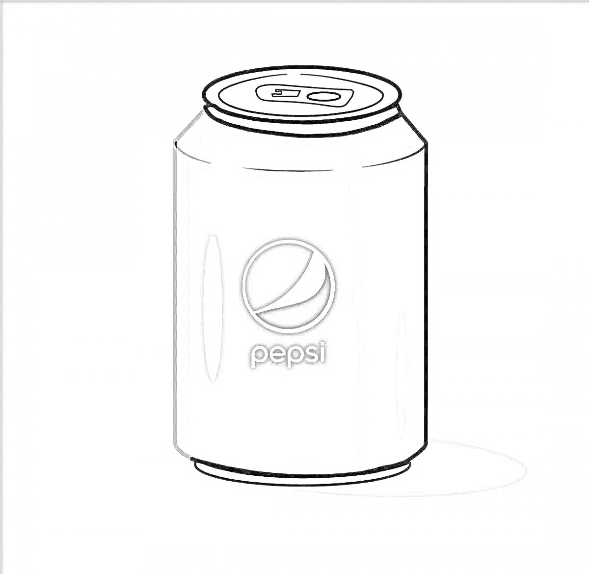 На раскраске изображено: Банка, Pepsi, Серый фон, Напиток, Газировка, Логотипы
