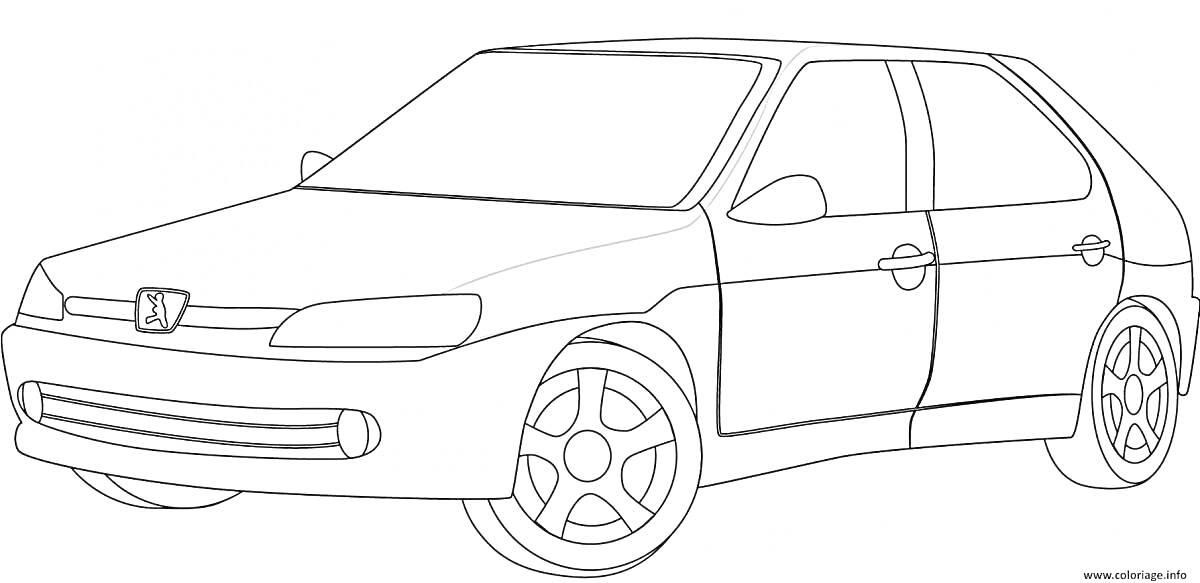 Раскраска Автомобиль Daewoo Nexia в боковом ракурсе