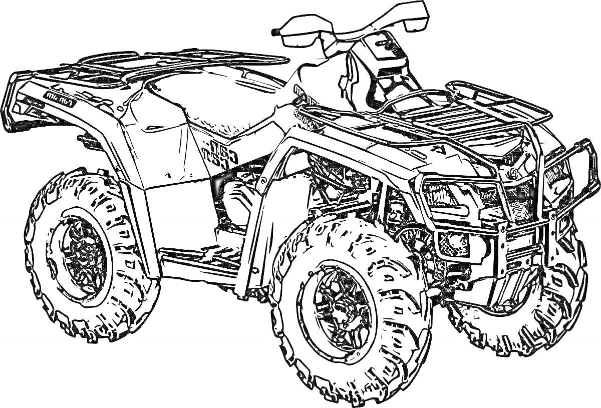 Раскраска Квадроцикл с большими колесами и деталями