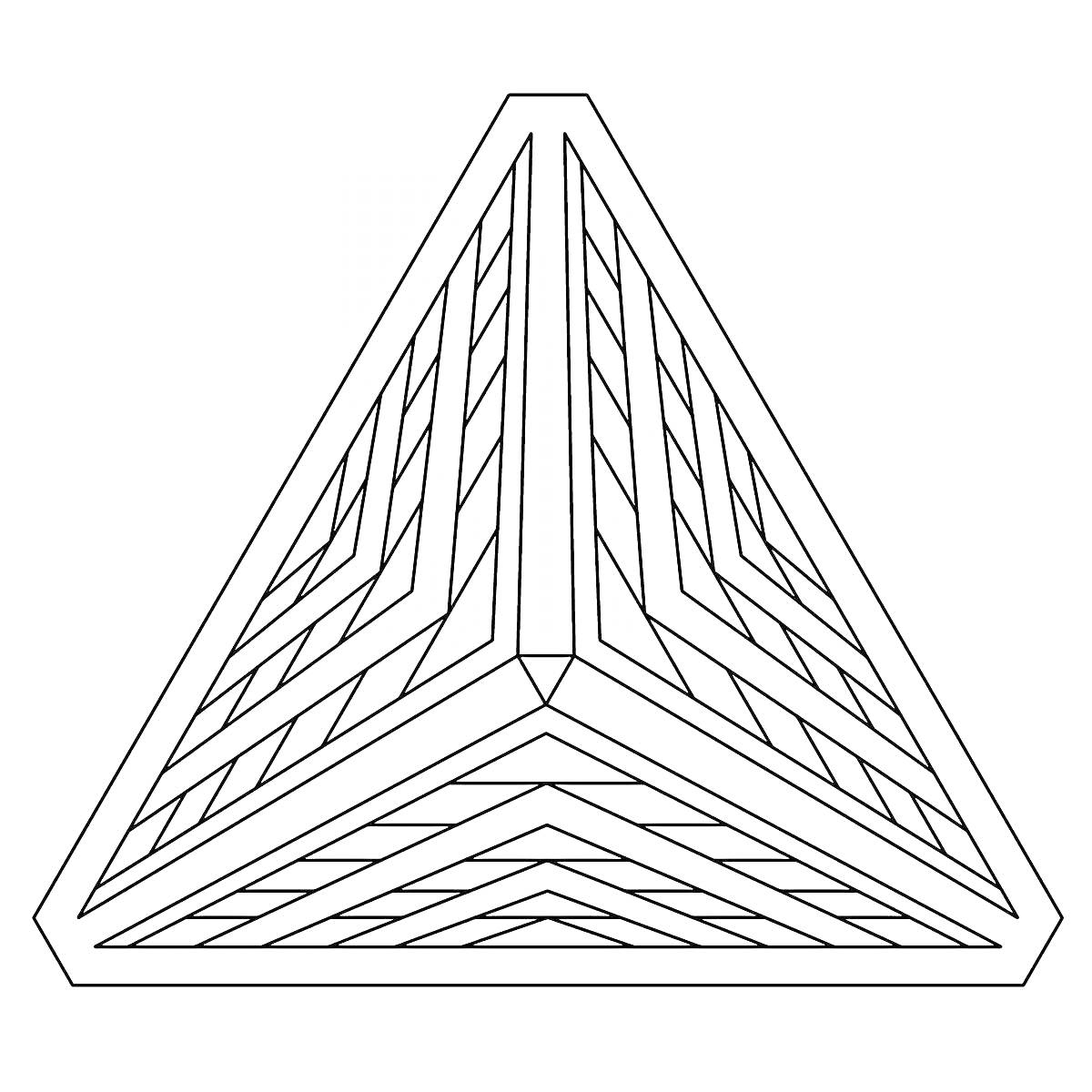 Раскраска 3D геометрическая форма, восьмиугольная симметрия с узорчатыми линиями