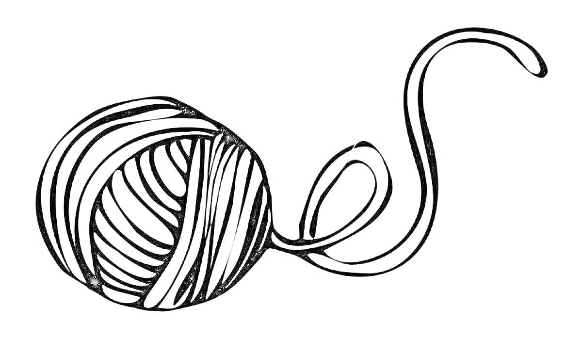 Раскраска клубок пряжи с ниткой