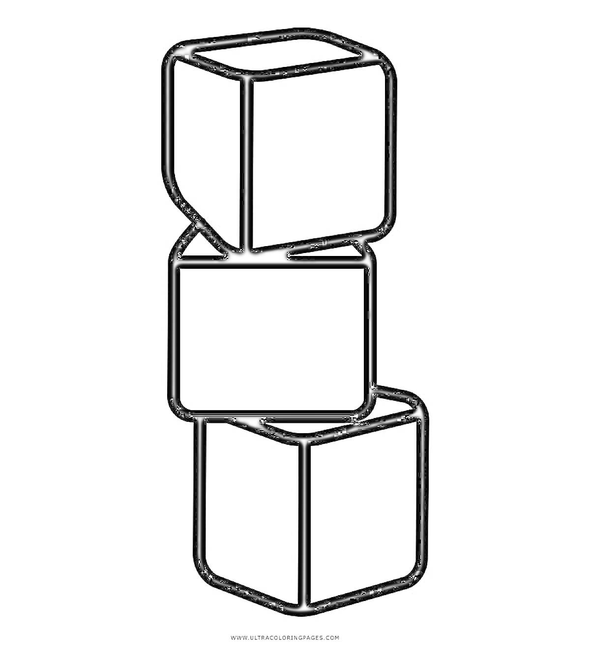 Раскраска Три куба, расположенные друг на друге