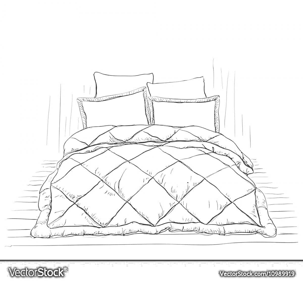 На раскраске изображено: Одеяло, Спальня, Постель, Спальное место, Постельное белье