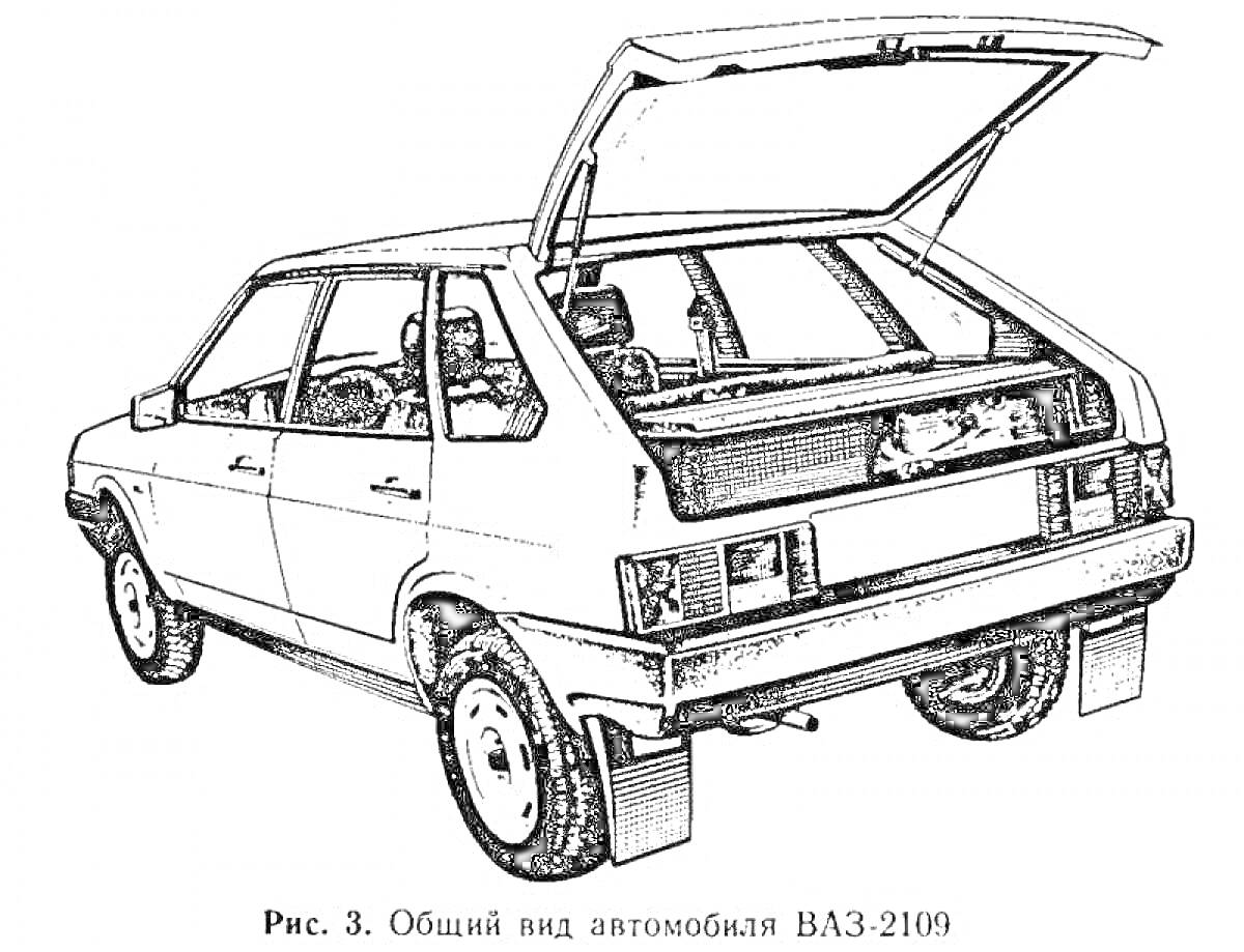 Раскраска Общий вид автомобиля ВАЗ-2109