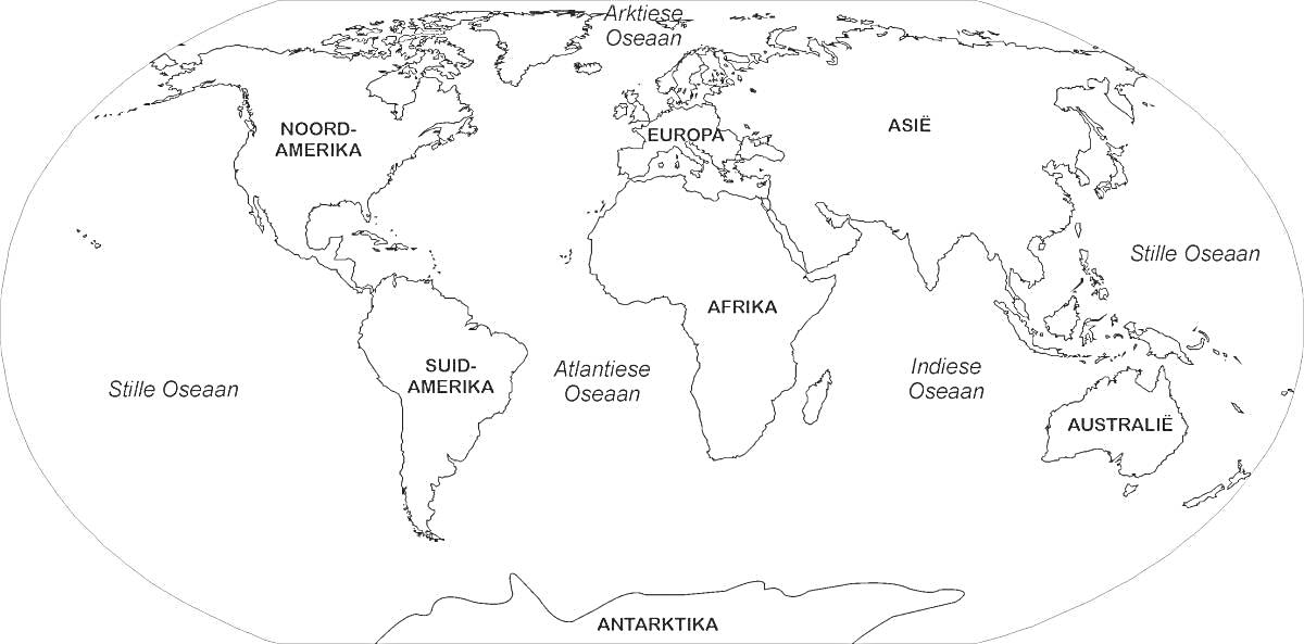 политическая карта мира для раскрашивания, континенты: Северная Америка, Южная Америка, Африка, Европа, Азия, Австралия, Антарктида, океаны: Тихий океан, Атлантический океан, Индийский океан, Южный океан, Северный Ледовитый океан