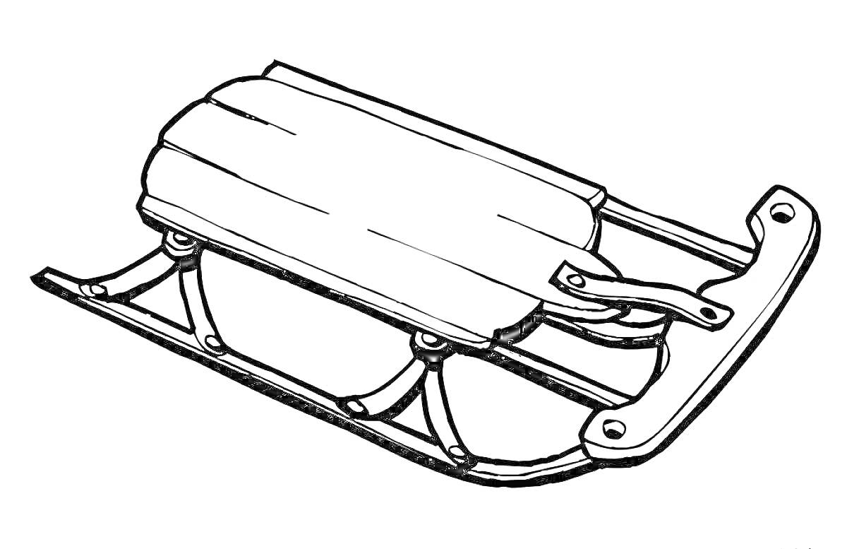 Раскраска Саночки с деревянным сиденьем и металлическими полозьями