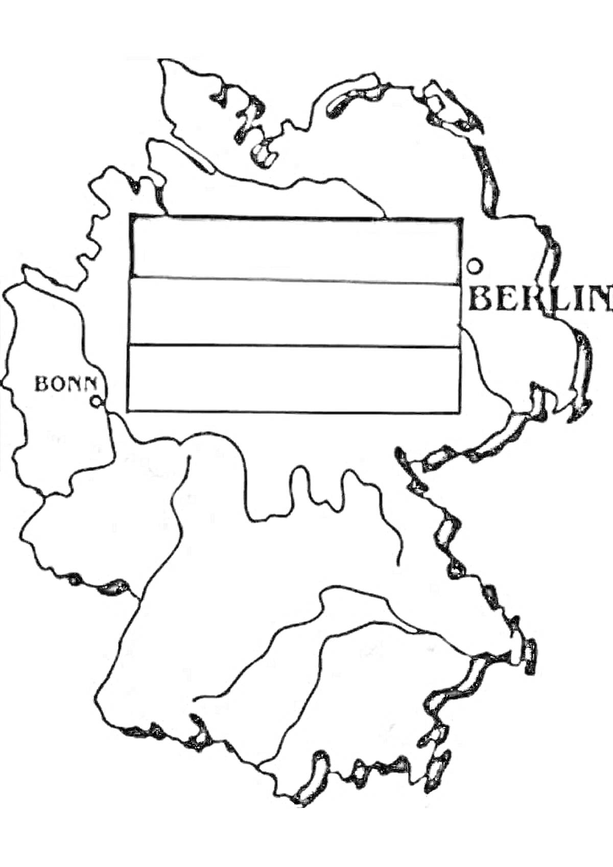 На раскраске изображено: Германия, Карта, Берлин, География