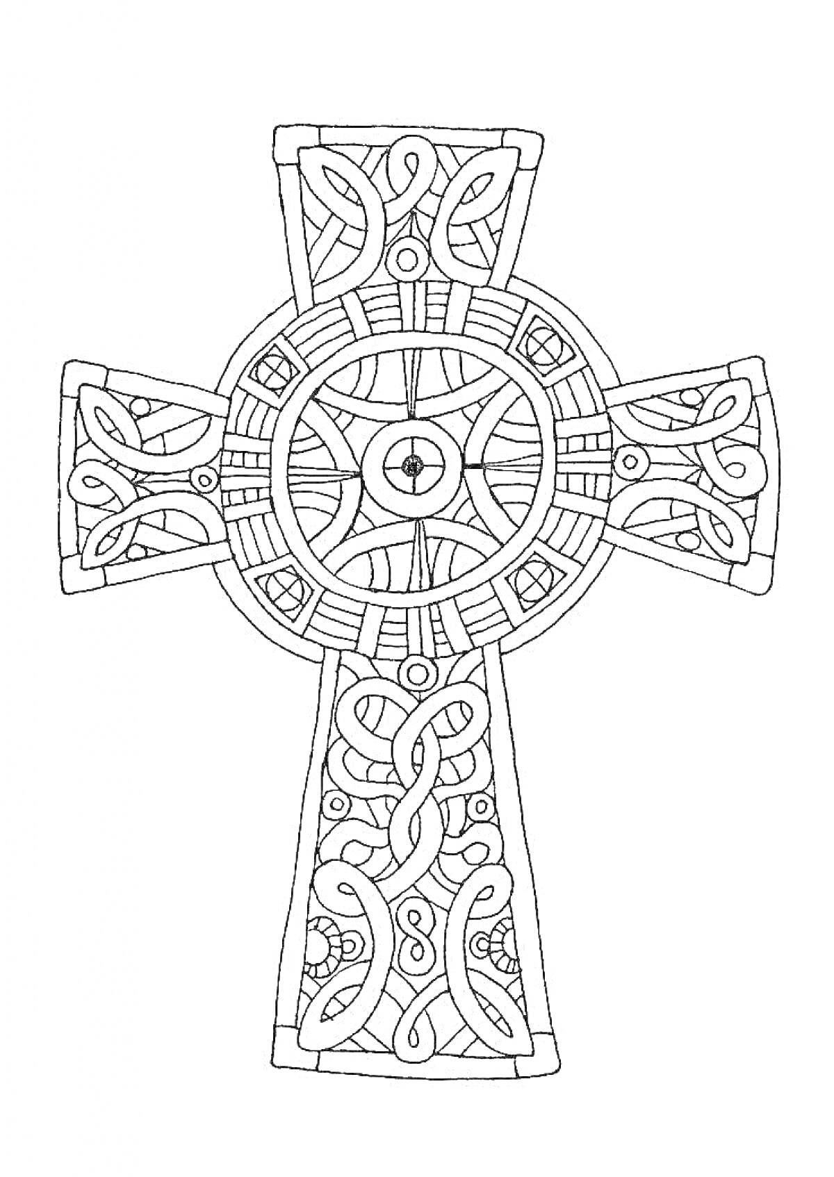 На раскраске изображено: Крест, Узоры, Элементы, Орнамент