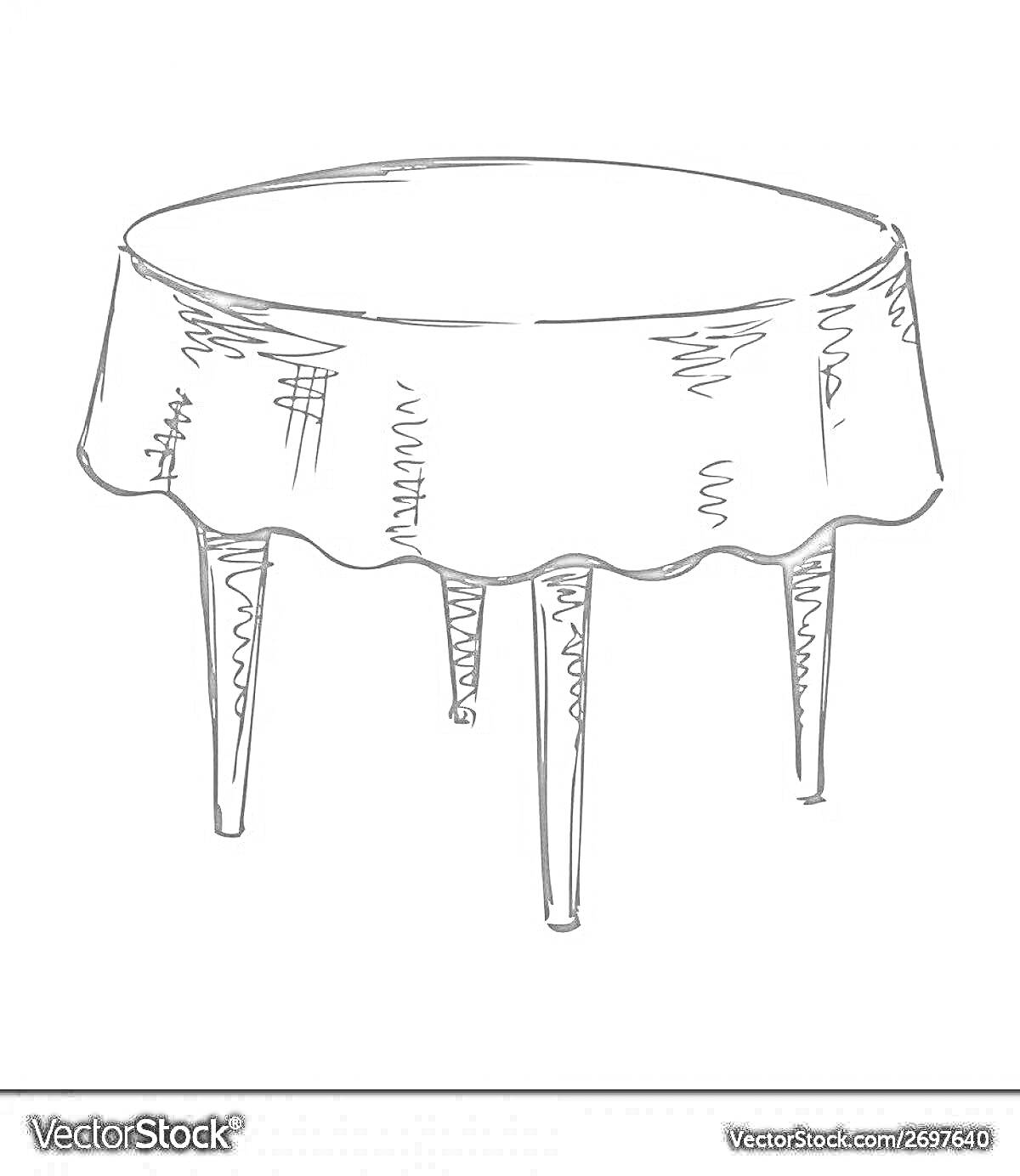 На раскраске изображено: Стол, Скатерть, Мебель, Круглый стол, Интерьер