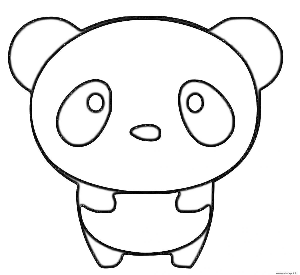 Раскраска Маленькая панда с большими глазами и ушами, стоящая на задних лапках