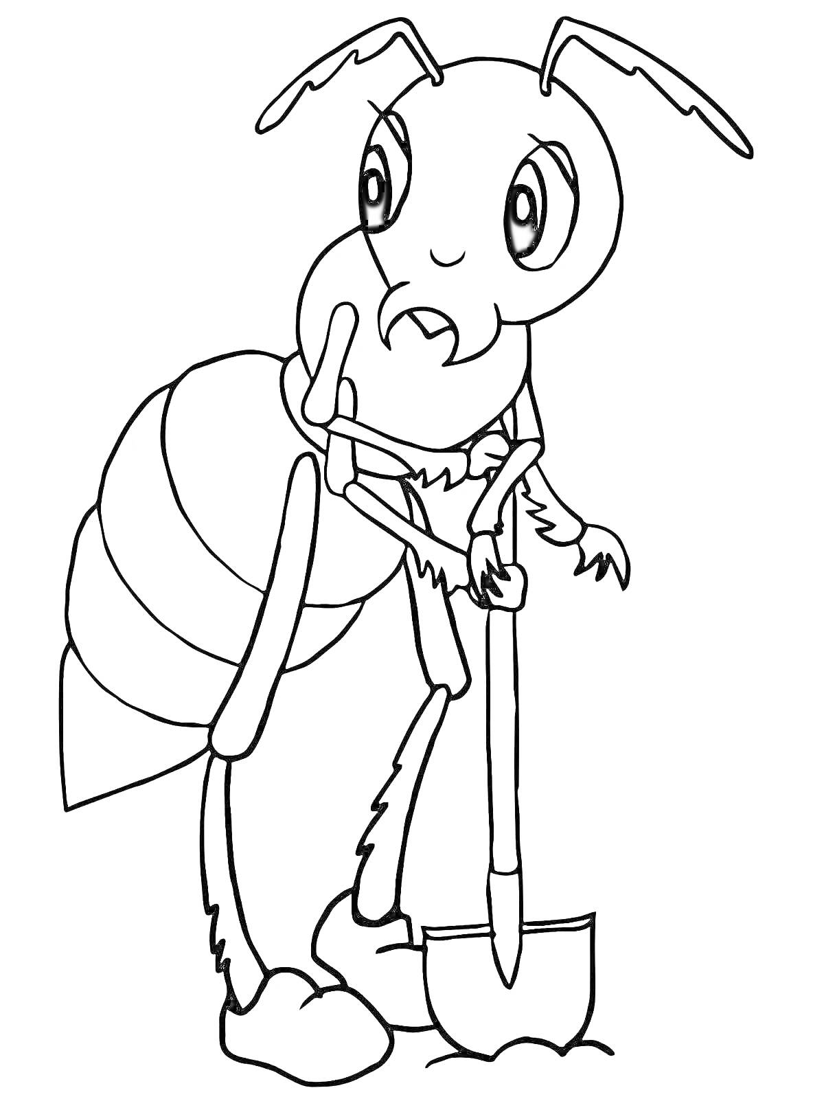 Раскраска Муравей с лопатой