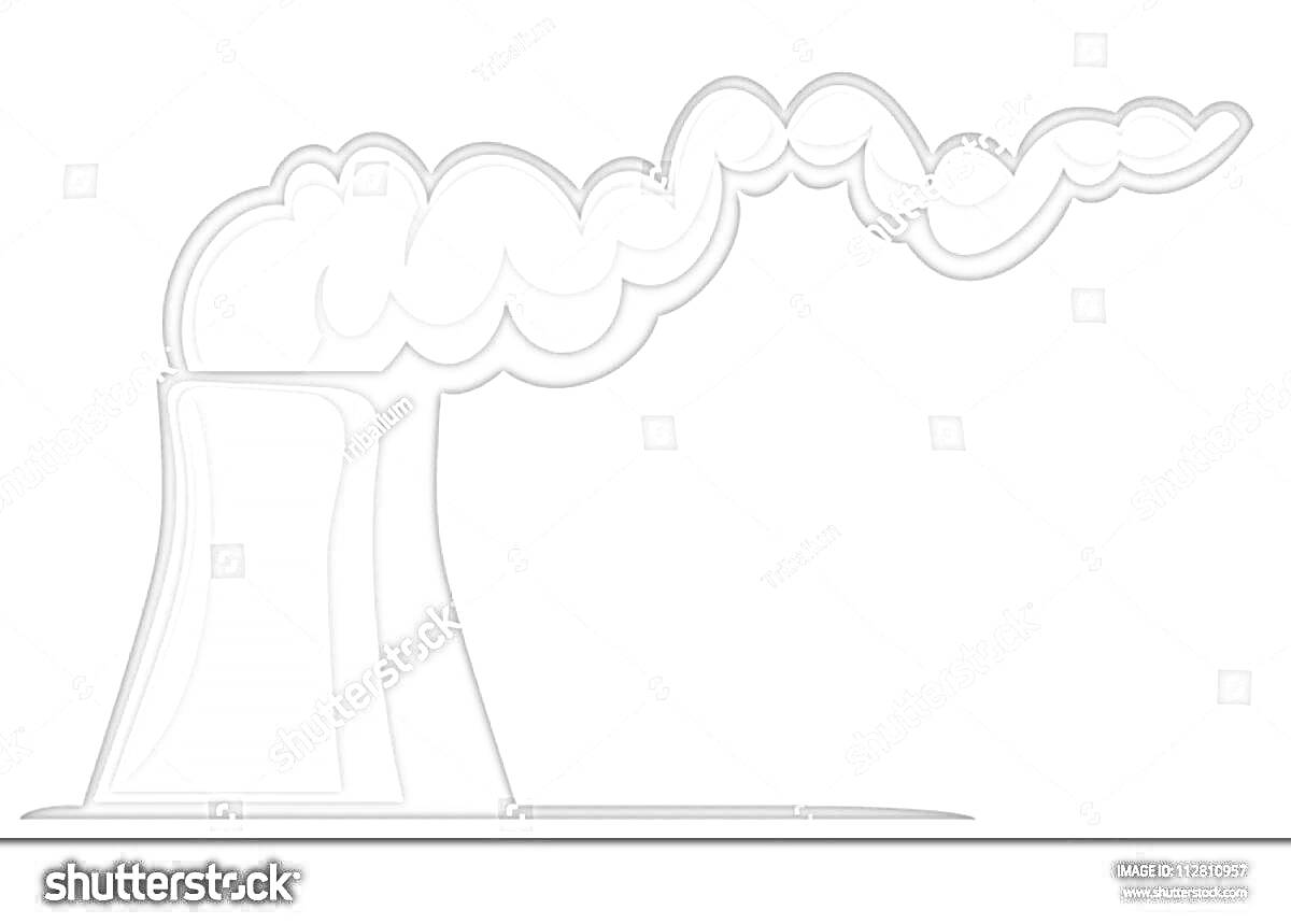 На раскраске изображено: Дым, Завод, Труба, Загрязнение, Промышленность, Экология, Для детей