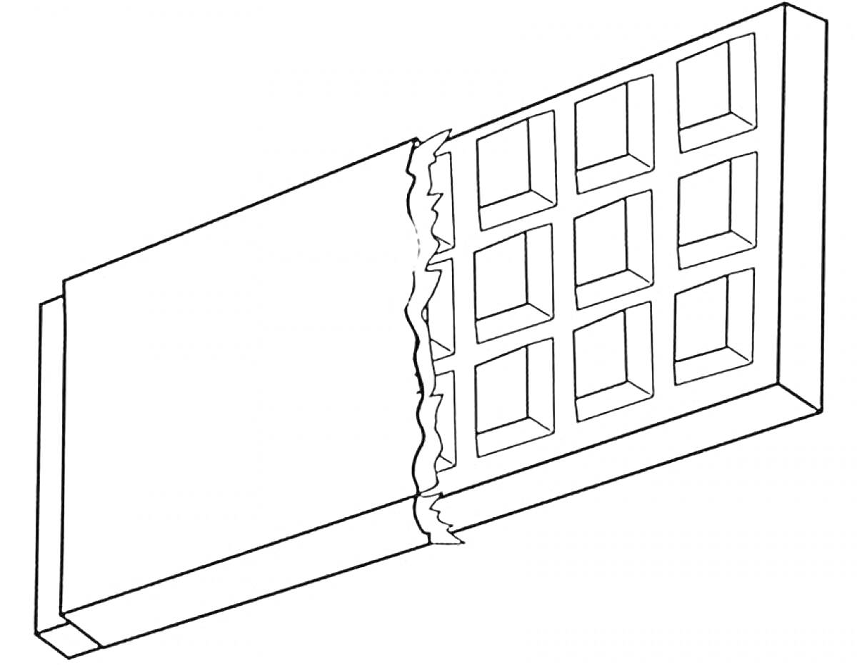 Раскраска Плитка шоколада с откушенным краем