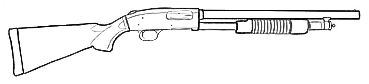 Раскраска Винтовка с прикладом, спусковым крючком и стволом