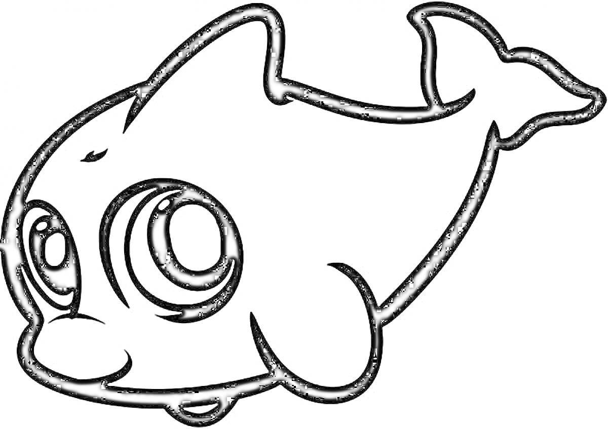 Раскраска Маленькая рыбка с большими глазами