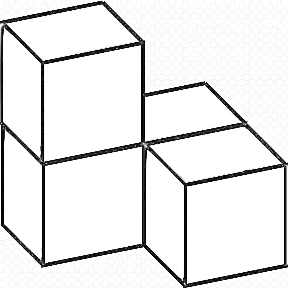 Раскраска Три расположенные друг на друге кубики