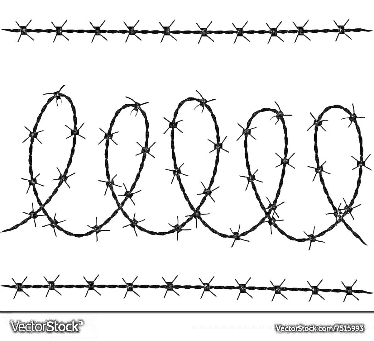 Раскраска Колючая проволока - горизонтальные и спиральные элементы
