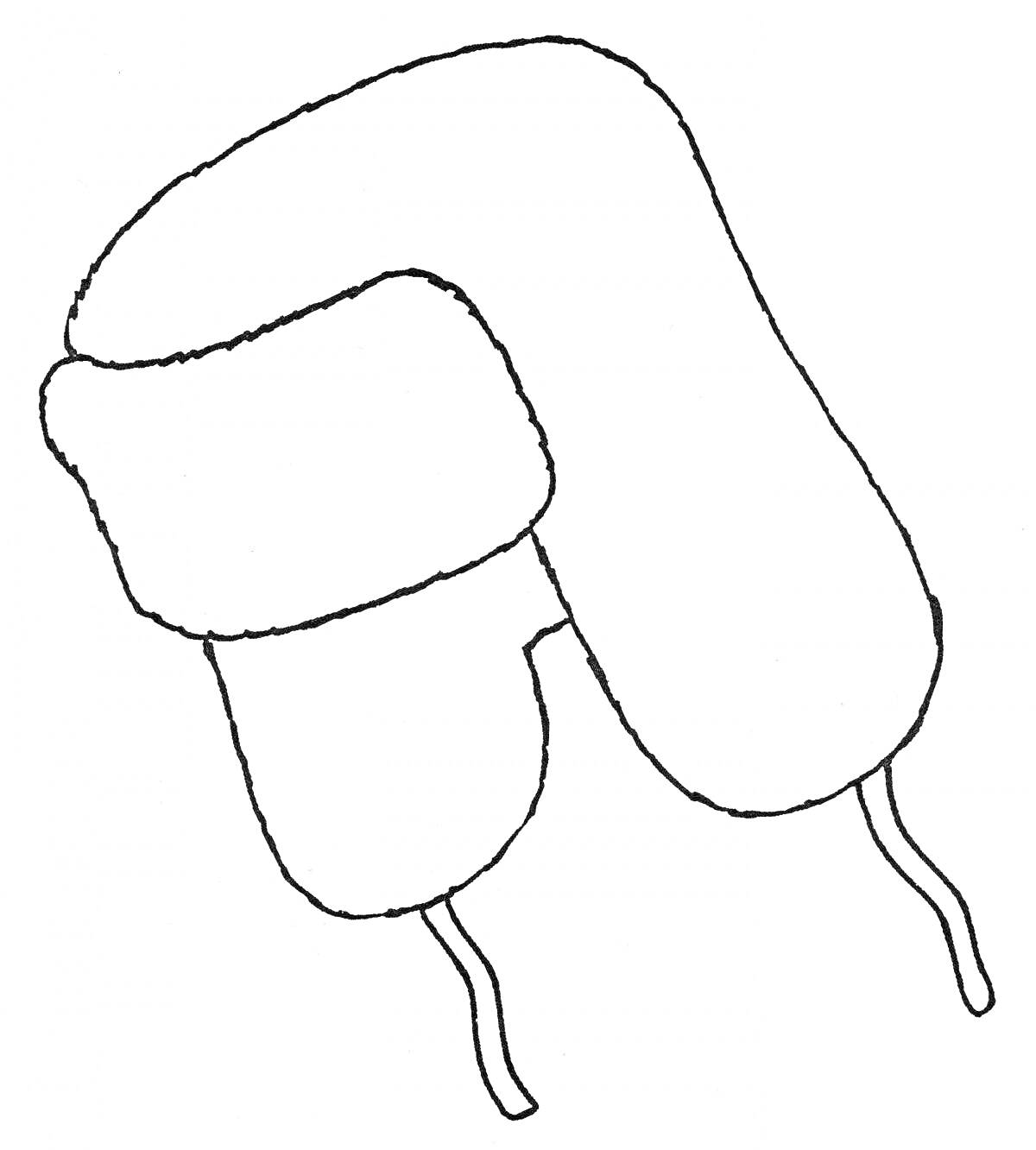Раскраска Шапка ушанка с завязками и меховой окантовкой