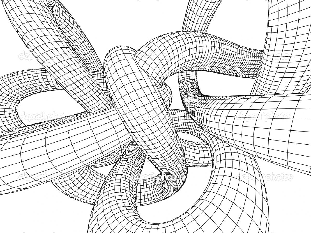 Раскраска 3D-переплетение с сеточной структурой