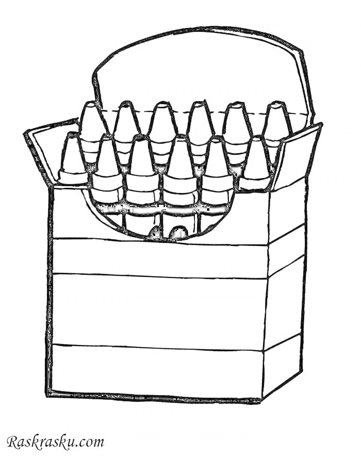 Раскраска Коробка с фломастерами (несколько фломастеров в коробке)