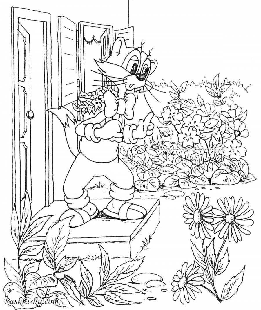 Кот леопольд раскраска