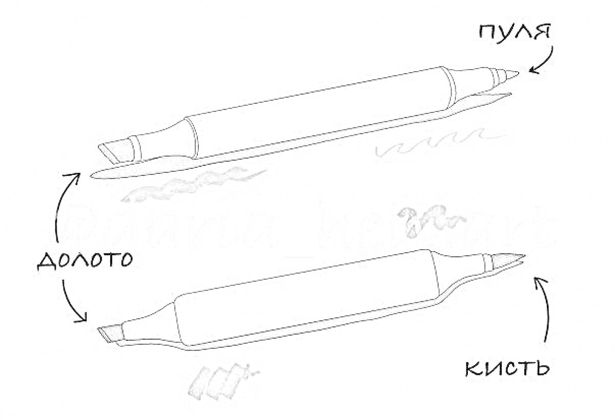 На раскраске изображено: Спиртовые маркеры