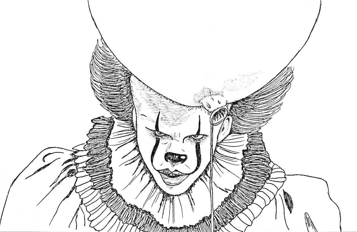 Раскраска Пеннивайз клоун с шариком