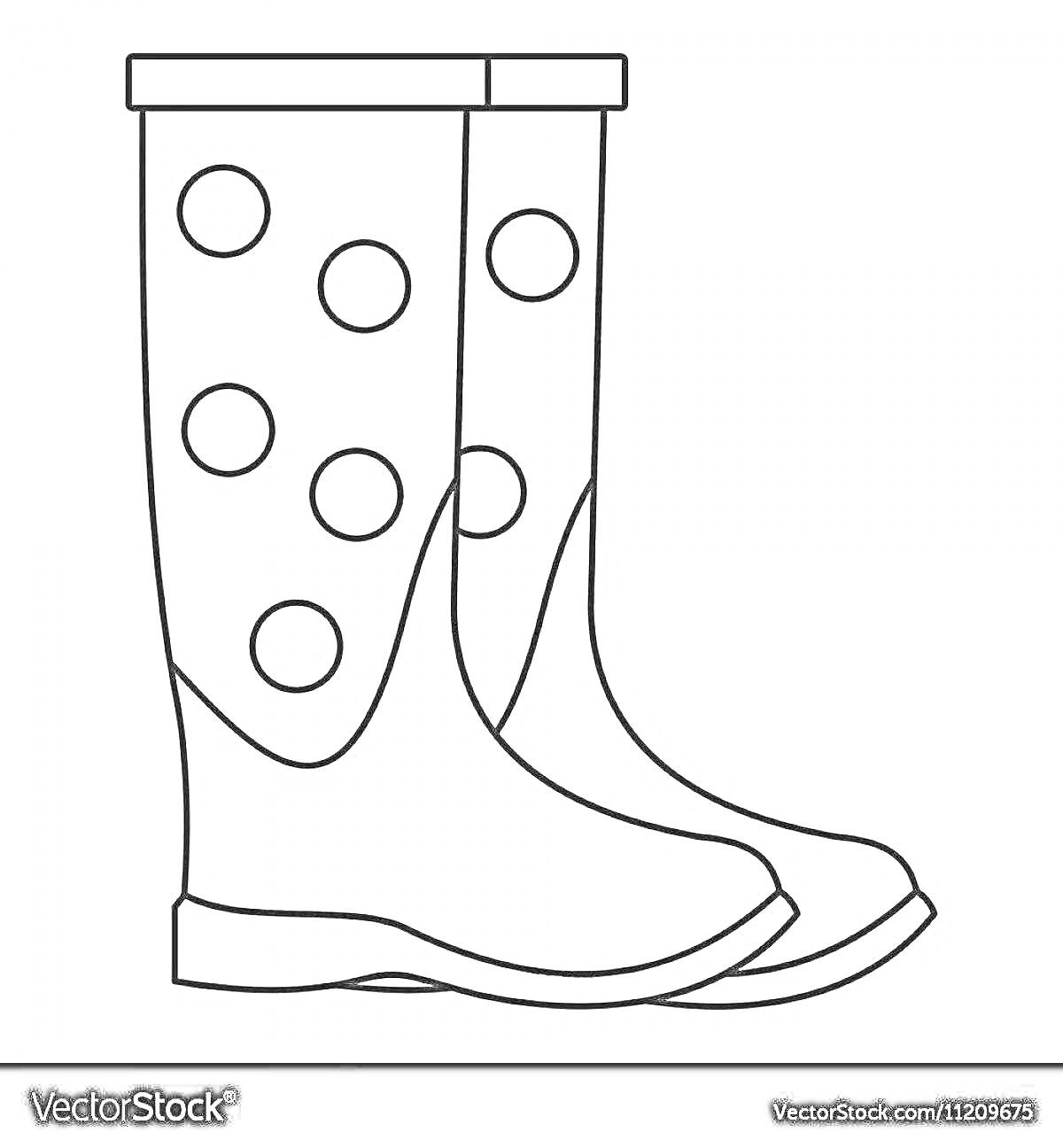 На раскраске изображено: Резиновые сапоги, Для детей