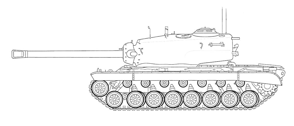 На раскраске изображено: Танк Т-34, Бронетехника, Военная техника, Гусеницы, Оружие