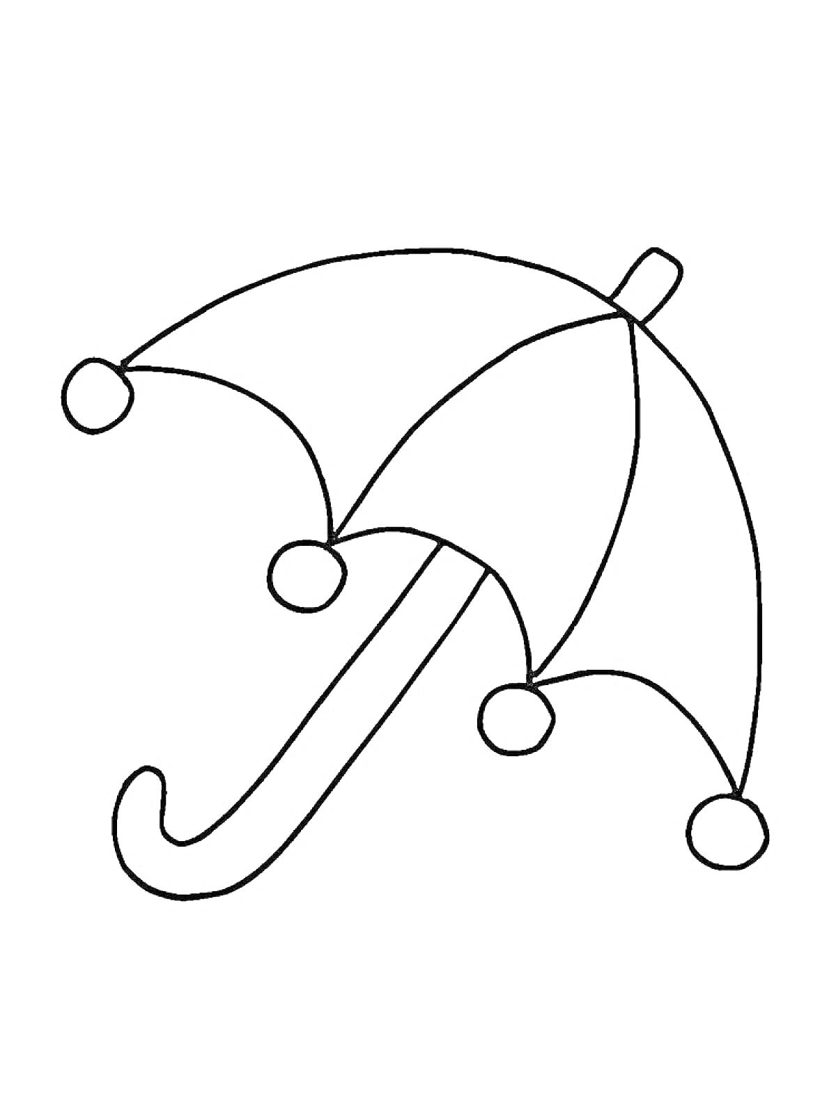 Раскраска Зонтик с висячими шарами