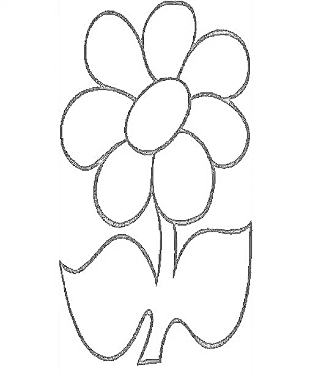 На раскраске изображено: Цветик семицветик, Лепестки, Листья, Для детей