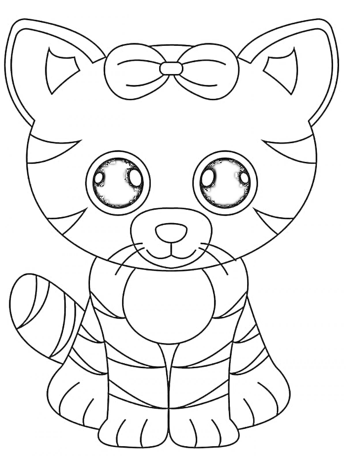 Раскраска Тигренок с бантиком на голове