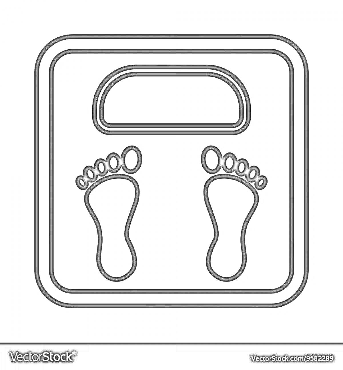 Раскраска весы с двумя следами ног и экраном