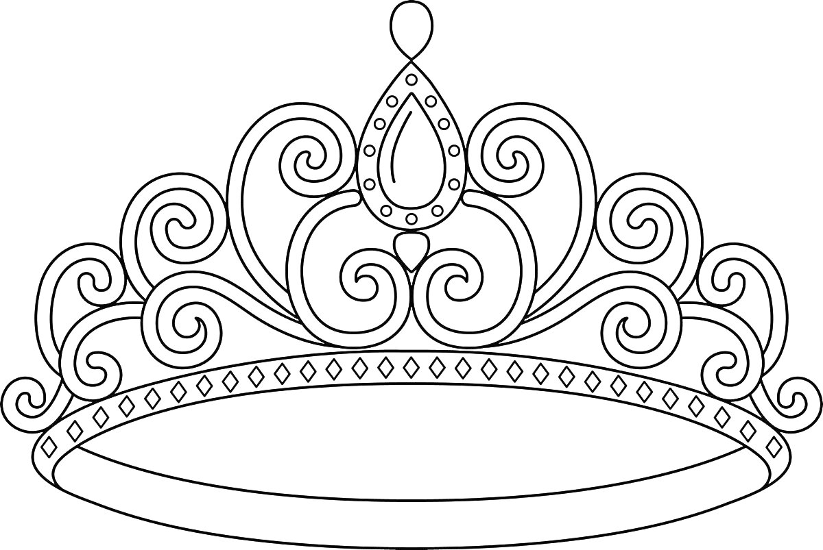 Раскраска Диадема с завитками и каплевидным элементом